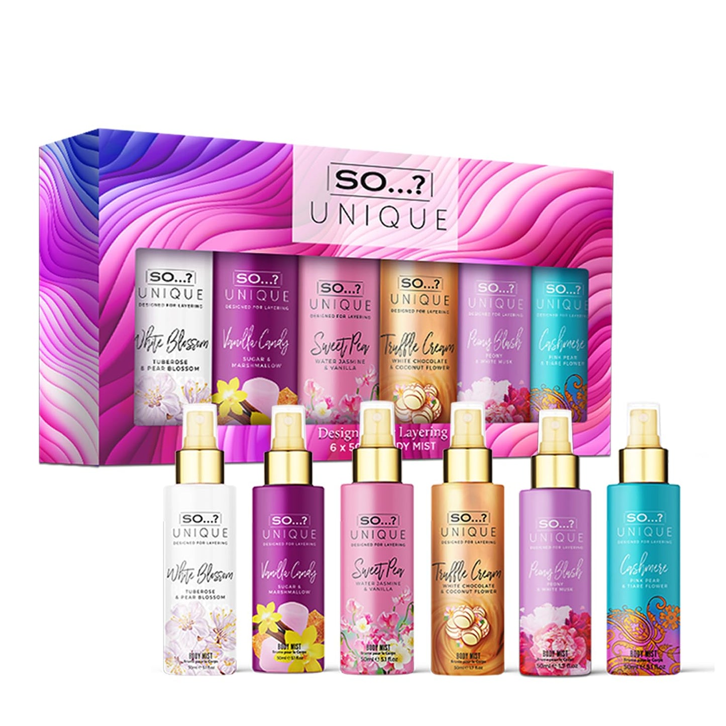 So…? Unique Grande Mini Mist Coffret Cadeau Brume Corporelle Parfumée Pour Femme (6x50ml)
